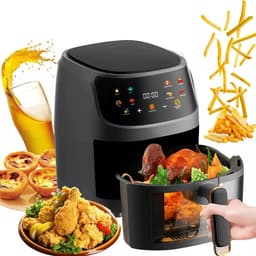 Mercadome® Airfryer - Heteluchtfriteuse - Friteuse zonder olie - Duidelijk kookoverzicht - 8 kookprogramma's - 6 liter - Zwart — thumbnail 2