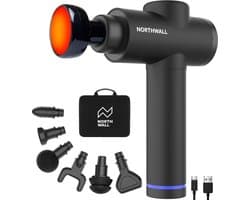 Northwall Massage Gun Professioneel Prime - Massage Pistool Inclusief Koffer en 7 Opzetstukken incl. Warmte Massagekop - Krachtig en Draadloos Sport en Relax Massage Apparaat