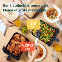 MKSS® Dubbele Airfryer XXXL - Duo Heteluchtfriteuse - Geschikt voor Accessoires - 8.5L - Zwart — thumbnail 2