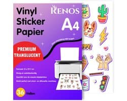 36 Translucent Vinyl Stickervellen A4 – Waterbestendig Stickerpapier voor Inkjet & Laser Printer - Geschikt voor Snijmachines