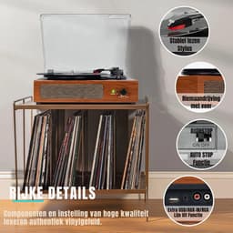 DD® Platenspeler met Speakers - Ingebouwde Speakers - Retro - 37x34x16cm - Retro Geel — thumbnail 5