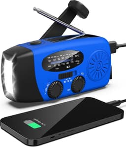 Radio Op Batterijen (Accu) Voor Rampen - Radio Opwindbaar - Noodradio - Noodradio Solar Opwindbaar - Multifunctionele Noodradio - Survival Radio - Zaklamp / Powerbank - Noodpakket - Noodrantsoen - Voor Rampen - Voor Camping - Draagbare Radio - Blauw — thumbnail 1
