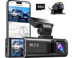 RedTiger F7N Dual Dashcam voor auto - 4K & 1080p - Voor en achter Camera - WiFi en Gps - 3,18 inch LCD met App - Sony Sensor - Nachtzicht - Parkeerbewaking - G Sensor - Loop opname