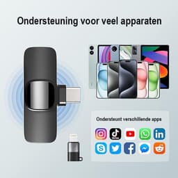 ThunderGold Draadloze Microfoon - 2 stuks - Microfoon Draadloos - Dasspeld Microfoon Draadloos - Microfoon Bluetooth - Lavalier Microfoon - USB-C & 8-pins ontvanger - Geschikt Voor Alle Telefoons — thumbnail 3