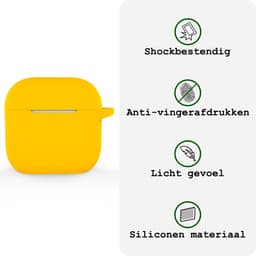 Case - Geschikt voor Apple AirPods 4 - Siliconen Hoes met Clip - Silicone Hoesje Cover - Geel — thumbnail 3
