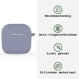 Case - Geschikt voor Apple AirPods 4 - Siliconen Hoes met Clip - Silicone Hoesje Cover - Lila — thumbnail 3
