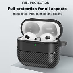 Telestore - Hoesje geschikte voor AirPods 4 - TPU carbon grijs hoesje Beschermhoes - Shockproof AirPods 4 Cover - AirPods 4 Hoesje - Geschikt voor Apple Airpods 4 - grijs - carbon TPU cover — thumbnail 4