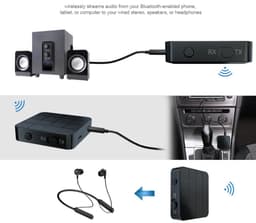 Bluetooth Transmitter & Receiver 2 in 1 - BT 5.0 - 3.5MM AUX / RCA - Zwart — thumbnail 4