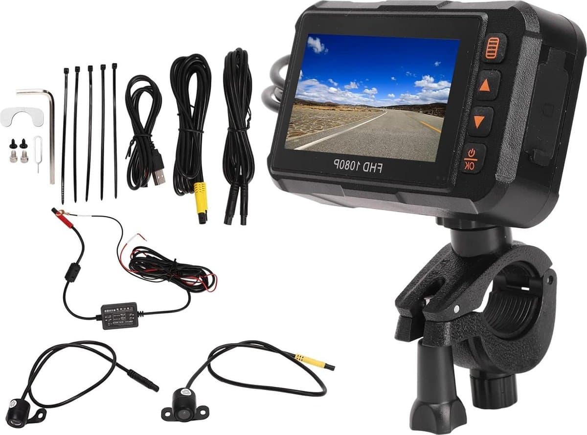 Motorfiets Actie Camera 3in Dash Cam 1080P Voor Achter Video Recorder - Rijden Loop Recording G Sensor Parkeerbewaking Waterdicht . — afbeelding 1