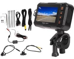 Motorfiets Actie Camera 3in Dash Cam 1080P Voor Achter Video Recorder - Rijden Loop Recording G Sensor Parkeerbewaking Waterdicht .