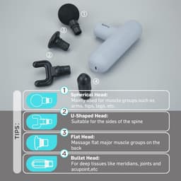 Mini Massagepistool voor Pijnverlichting - Draagbaar, Diep Weefsel, Percussie, 4 Massagekoppen, 4 Snelheden, Oplaadbaar — thumbnail 4