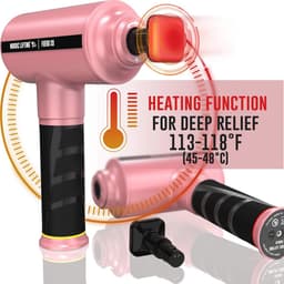 Verwarmd percussie massagepistool met 5 hoofden voor spierherstel en verlichting - Roze — thumbnail 3
