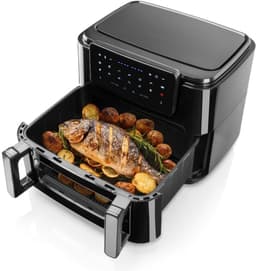 Haeger AF-D10.010A friteuse Dubbel 10 l Vrijstaand 2600 W Heteluchtfriteuse Zwart — thumbnail 3