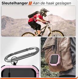 Schokbestendig Hoesje - Geschikt voor Apple AirPods 4 - Hardcase Met Sleutelhanger - Zwart & Roze — thumbnail 5