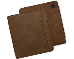 Lunso Geschikt voor Kobo Libra Colour hoes (7 inch) - echt leren sleepcover - Coffee