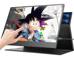 UPERFECT Portable Monitor E07 15,6" Touchscreen Draagbare Monitor | 10-Punts Aanraking | Full HD IPS | Spiegelend Scherm | Dual USB-C PD | Draagbaar Design