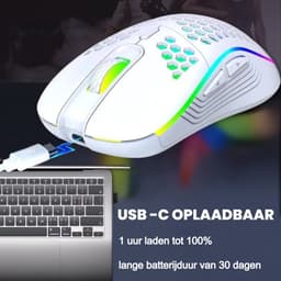 Kubus draadloze gaming muis - 3 verschillende DPI standen - rechtshandig - RGB verlichting - 82 gram - Zwart - werkt met alle software - ergonomisch — thumbnail 4