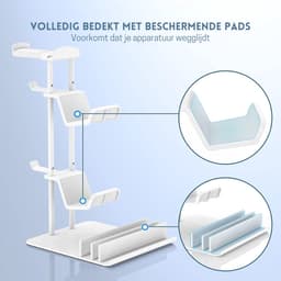 StayPowered Headset Stand & Controller Houder - Compact en Stijlvol voor Georganiseerde Gaming Setup - Stevige Aluminium Staaf - Metalen Basis voor Stabiliteit - Antislip Siliconen Voet - Wit - Levering Sneller dan Aangegeven! — thumbnail 2