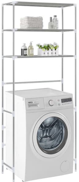 Wasmachine rek - Ombouw - Kast - Opbouwmeubel - Verhoger - Wasmachine meubel - Opbergkast - Ijzer - Zilver — thumbnail 3