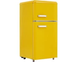 Merax Retro Mini Koelkast – Tafelmodel Koel-vriescombinatie 91 cm – 72L Inhoud 21L Vriesvak en 51L Koelvak – Energieklasse E – Geel