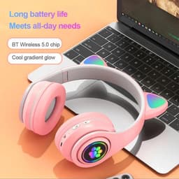 Collox Koptelefoon met kattenoortjes - Voor kinderen - Kleurrijk - Met bluetooth - Draadloos - Microfoon - LED verlichting - Ontvangstafstand 10 M - Roze — thumbnail 4