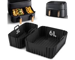 Bewern 2 Stuks Siliconen Bakvormen - 6L en 3L - Geschikt voor Philips Airfryer Dual Basket 3000 Series - Accessoires voor Dubbele Airfryer - Siliconen Bakje