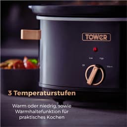 Infinity Slowcooker - 6.5L - 270W - 3 Kookstanden - Warmhoudfunctie - Zwart En Roségoud - Huishoudelijke Apparaten — thumbnail 2