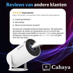 Cahaya - Mini beamer 2026 model + Projectiescherm (100'') - Pro versie - Mini Beamer - mini projector - draagbare beamer - projector / beamer - Geïntegreerd Android 12.0 systeem - Screen mirroring smartphone - Home cinema — thumbnail 2