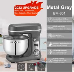 Keukenmixer - Deegmachine - Keukenmachine - Deegmixer - Kneedmachine - 6L - 4Kg - 1200W - RVS - Zwart — thumbnail 2