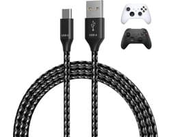 USB-C Kabel voor Xbox 2m USB-A naar Type-C [2 Stuks] van MMOBIEL – Snellader USB Kabel voor Xbox Controllers 18W 480Mbps – Nylon Gevlochten Controller Opladerkabel – Gaming Accessoires – Wit/Zwart