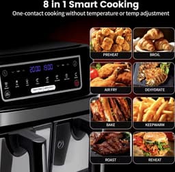 J&R Airfryer - Dubbele Airfryer - Grote airfryer - Hetelucht oven - Heteluchtfriteuse - XL Airfryer - 9L - 2 Laden - Zwart — thumbnail 9