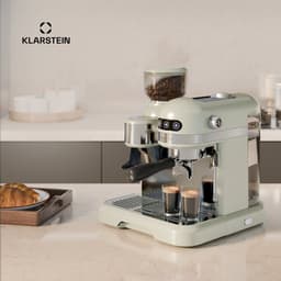 Klarstein Koffiemachine Bella Café Espressomachine met molen – 19 bar, 1550 W, 1,4 liter, geïntegreerde conische molen, melkschuimer, 2 kopjes, thermoblok, crème, roestvrij staal - voor Keuken - LED - Coffee Machine - Koffieautomaat — thumbnail 2