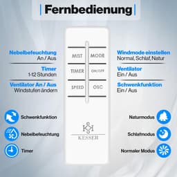 KESSER® Statiefventilator Frosty met Water Ultrasone Verneveling Koeling - Staande Ventilator inclusief Afstandsbediening en Timerfunctie - Zwart — thumbnail 2