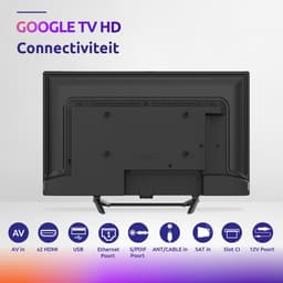 STRONG - TV 24” (60 cm) HD SRT24HG4723C Smart Google TV - 12V Ideaal Caravan, camping, boot - Geïntegreerde drievoudige tuner - 2 HDMI-poorten (1 ARC) + 1 USB-poort + Mini-AV + Antenne/Sat-aansluiting - Zwart — thumbnail 5