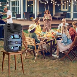 Pyle Bluetooth Luidspreker - Draagbare Speaker met Wielen - 800 Watt - Karaoke Luidspreker met DJ LED Verlichting - USB, FM, BT, Aux, Afstandsbediening, Mic-Ingangen - Ingebouwde Oplaadbare Batterij — thumbnail 3