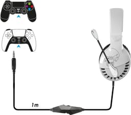 Spirit of Gamer Headset – Kinder Koptelefoon - Koptelefoon - Microfoon – Geschikt Voor Headset Nintendo Switch/PS5/PS4/Xbox Series X/S/Xbox One/Pc – Ruisonderdrukkende Microfoon – Verstelbare hoofdband – Helder geluid – Zwart/Wit — thumbnail 2