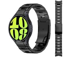 Stravo Oracle Titanium Metalen Horlogebandje met Drukknopsluiting – Premium metalen smartwatch bandje geschikt voor Samsung Galaxy Watch 7 / Watch 6 (Classic) / Watch 5 (Pro) / Watch 4 (Classic) / Watch FE – Zwart + inclusief versteltool