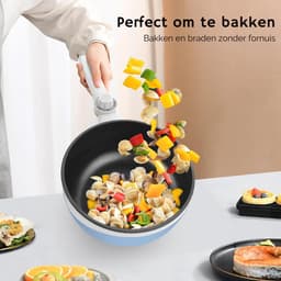 Hotpot Electrisch Chinees – Kaasfondue Pan Elektrische Multipan – Multifunctioneel 1.7L - Chinese Fondue 200/600Watt – Saute Pan – Friteuse – Hete Pan- Stomer – Langzame Kookplaat – Gemakkelijk Schoon te Maken - Blauw — thumbnail 4
