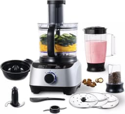 Keukenmachine - Alles in 1 keukenmachine - Multifunctionele keukenmachine - 11 in 1 - Blender - Citruspers - Kneden - Hakken - Malen - Mixen - 1300W - Zilvergrijs — thumbnail 1