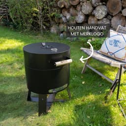 HEAT Houtskoolbarbecue - Compacte Draagbare BBQ met Thermometer en Luchtregulatie - Zwart Staal - 40x40x57 cm — thumbnail 3