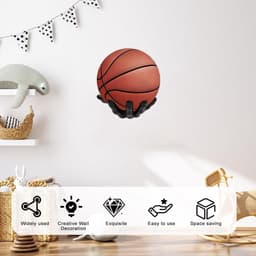 Allecta - Creatieve Wandhouder voor Ballen, Sleutels, Koptelefoon en Meer met Balhouder en Kunststof Haken - Veilig en Stabiel Montage Systeem — thumbnail 2