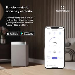 Klarstein Skytower Smart Air Cooler Fan Air Purifier Humidifier, WLAN Function, App Control, Air Movement: 480 m³/h, 80 W, 8 L, 2 x Cold Packs, Horizontal Oscillation, White — thumbnail 2
