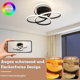 Moderne LED Plafondlamp Zwart Vlinder Design - Dimbaar met Afstandsbediening voor Woonkamer of Gang — thumbnail 3