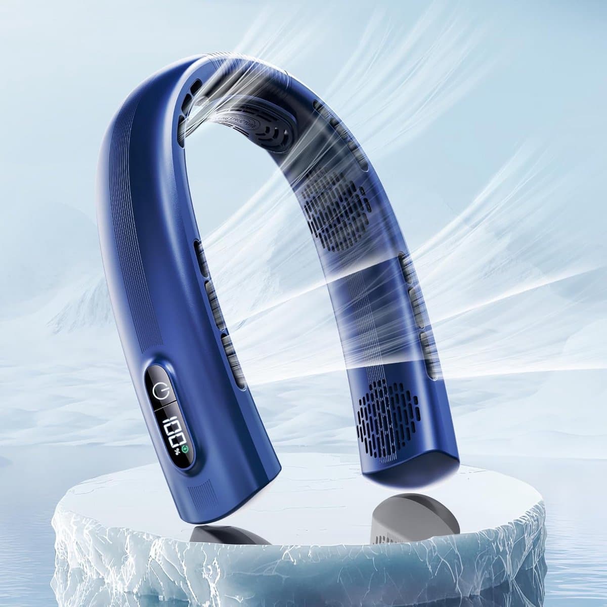 Draagbare Nekventilator met 4 Turbines en Neksteun - Oplaadbaar — afbeelding 1