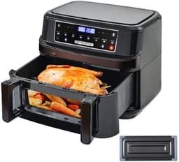 ElevateCommerce - XXL Airfryer 12L – Heteluchtfriteuse met Dubbele Kamer – Touchscreen – 8 Programma’s – Gezond Frituren Zonder Olie – Zwart — thumbnail 1
