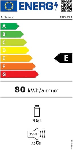 Stillstern Mini Koelkast E 45L met Automatische Ontdooiing, Slot, Vriesvak, stil, ideaal voor keuken, kantoor, slaapkamer, hotels en kleine appartementen Kleine koelkast Minibar Drankkoelkast Zilver [Energieklasse E] — thumbnail 2