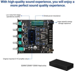 Krachtige 2.1 Kanaals Bluetooth Hi-Fi Audio Versterker Module met Bass en Treble Regeling - 100W Subwoofer Uitgang — thumbnail 4