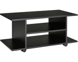 Mobiele TV Kast met Wieltjes voor Televisie tot 42 Inch - Zwart met Open Vakken