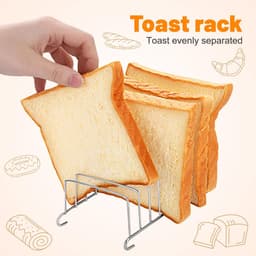 1 stuk – Toastrek – Broodrek – Toasthouder – Toastkoelrek – Met mini-voedseltangetjes – Gemakkelijk koelen – Accessoire voor airfryer – Zilver – 15,5 × 8,5 cm – Geschikt voor ontbijt, restaurants, cafés of thuisgebruik — thumbnail 3