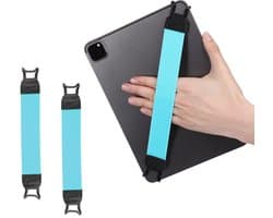 2-stuks Tablet polsband - Elastische tablet handband - Tablet valbeschermingsband - Multifunctionele tablet handgreepband - Elastische band - 20 cm - Geschikt voor 10,5-inch tablets en e-readers - Blauw